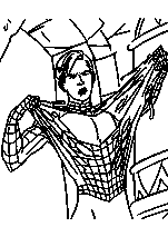 coloriage spiderman essayant de retirer son costume